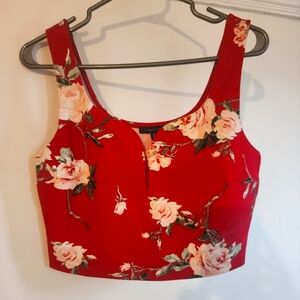 Red Floral Dynamite Crop Tank Top